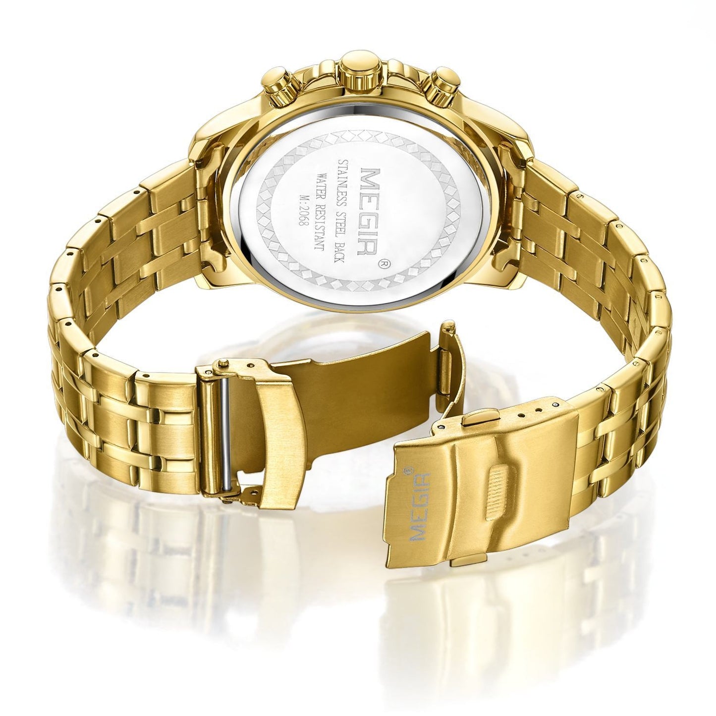 Megir Optic Gold Chronograph MS2068GGD-2N3 Stainless Steel Chain Men’s watch