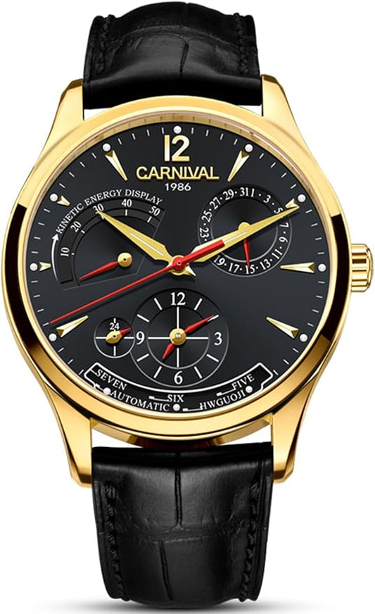 Carnival 8762g Kinetic Power Display Automatic Stainless Steel Dial & Genuine Leather Strap Men’s Watch