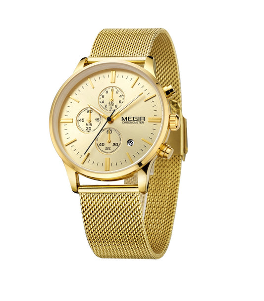 Megir ML2011GBN-7N0 Quartz Chronograph Rosegold Stainless Steel Strap Men’s watch