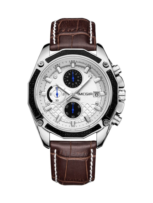 Megir M2015 Chronograph Genuine Leather Strap Men’s watch