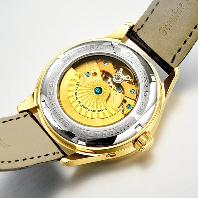 Carnival 8762g Kinetic Power Display Automatic Stainless Steel Dial & Genuine Leather Strap Men’s Watch