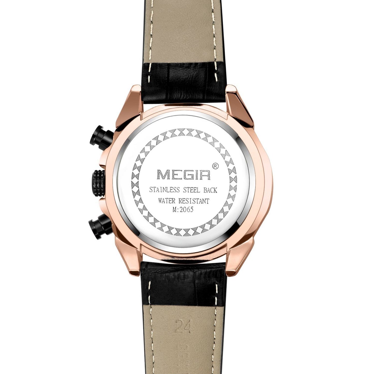 Megir ML2065GRE-BK-1N0 Chronograph Quartz Black Genuine Leather Men’s watch