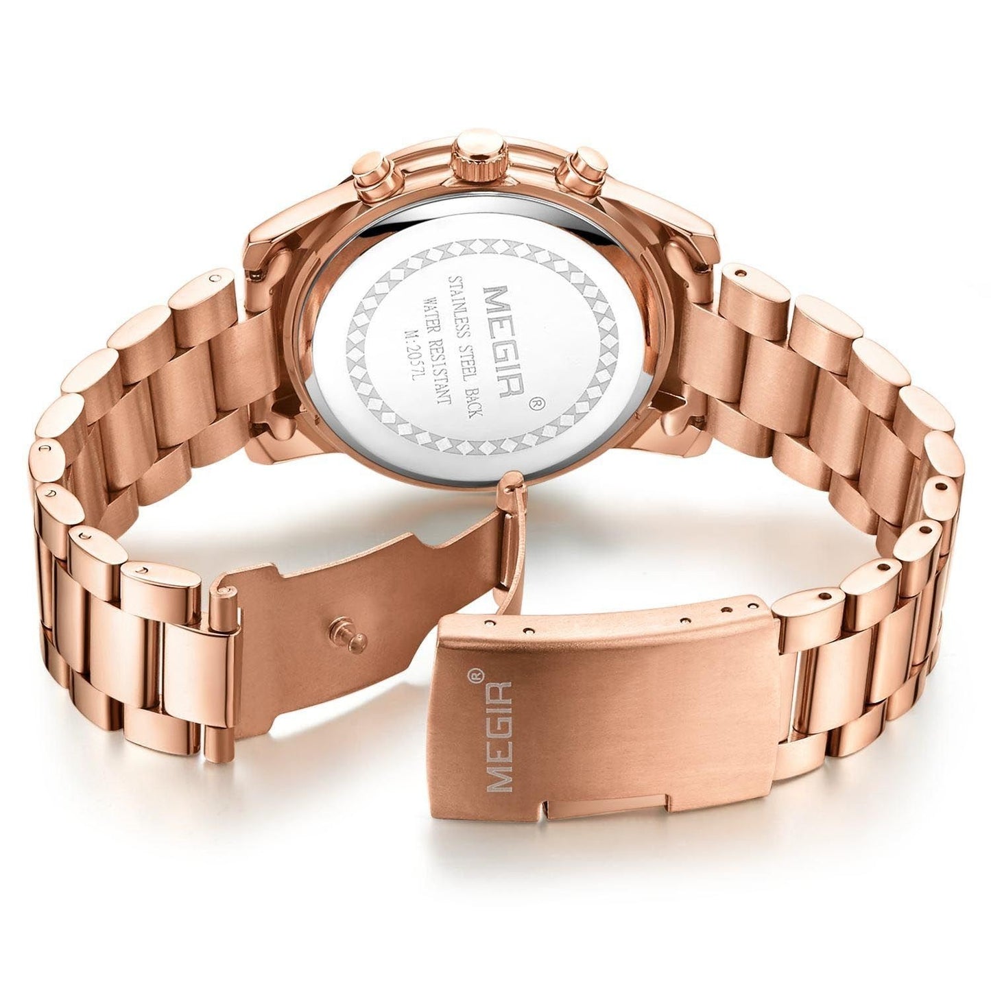 Megir MS2057LRE-0N0 Chronograph Quartz Rosegold Stainless Steel chain Women’s watch