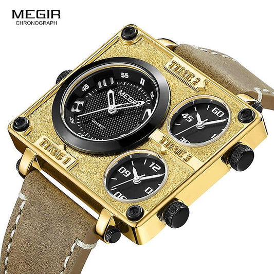 Megir M-2069G Chronograph Quartz Brown Genuine Leather Men’s watch