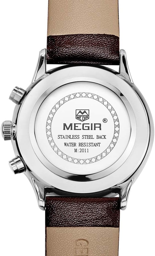 Megir ML2011GBN-7N0 Quartz Chronograph Chocolate Genuine Leather Strap Men’s watch