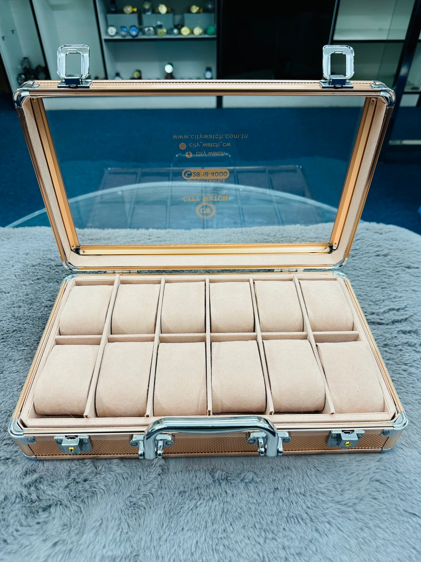 Aluminium Box 12 Slot Rose Gold Color