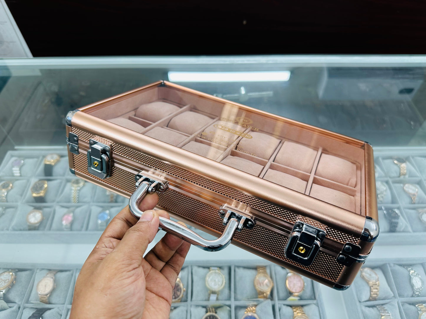 Aluminium Box 12 Slot Rose Gold Color