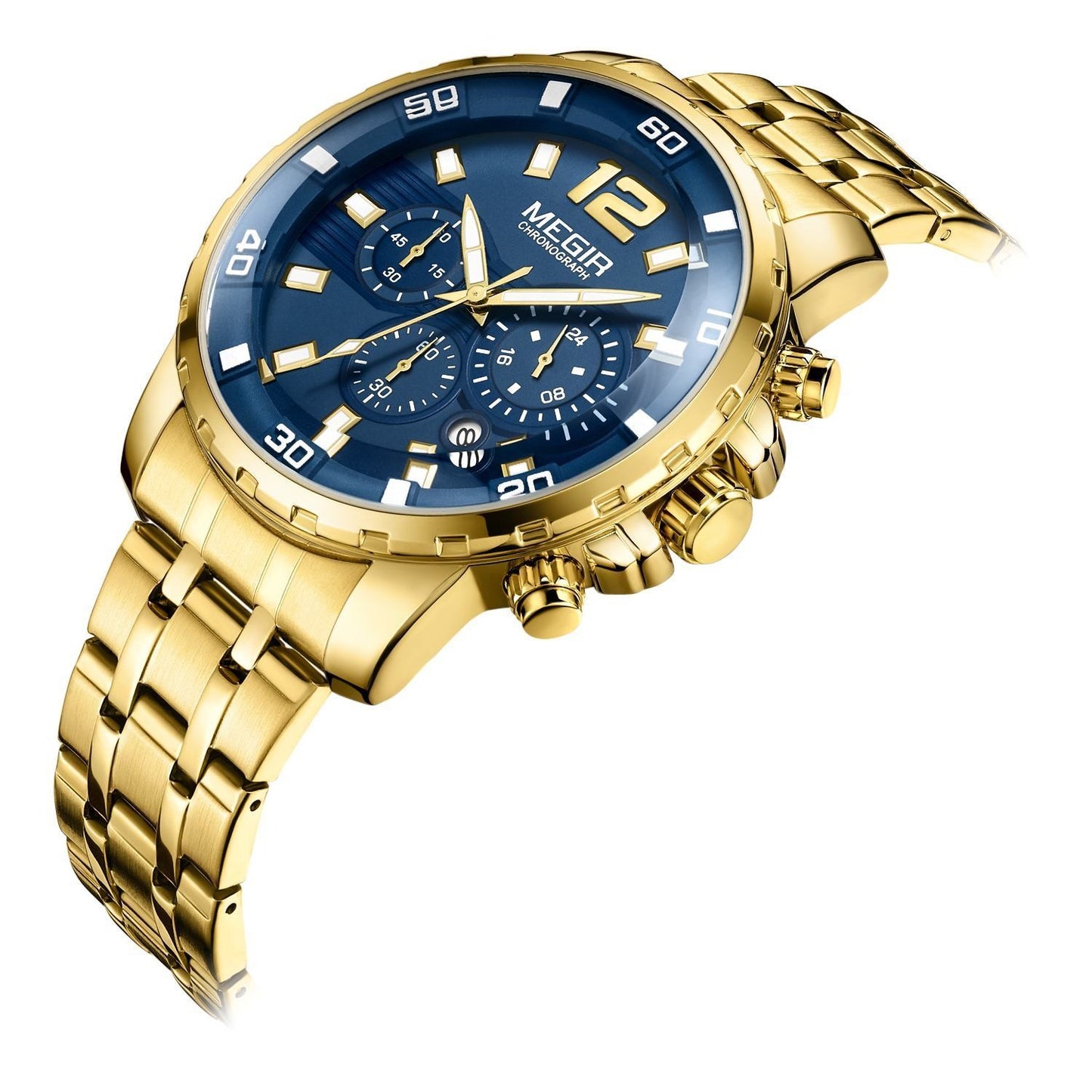 Megir Optic Gold Chronograph MS2068GGD-2N3 Stainless Steel Chain Men’s watch