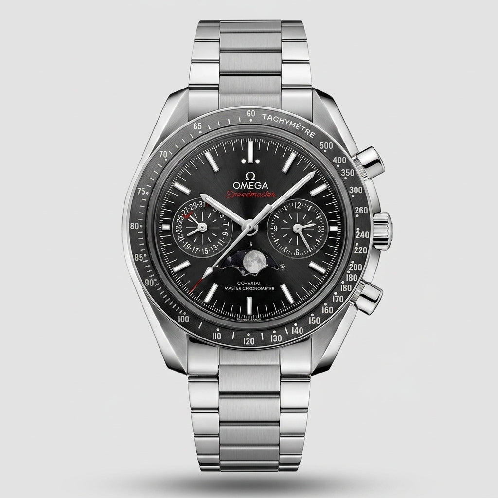 Omega Speedmaster Moonphase Co-Axial Master Chronometer Chronograph Automatic Stainless Steel Chain Men's Watch (Copy)