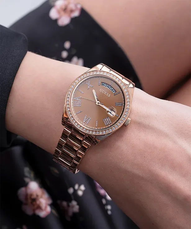 Guess Trend GW0307L3 Quartz Rose Gold Dial Stainless Steel Chain Ladies Watch