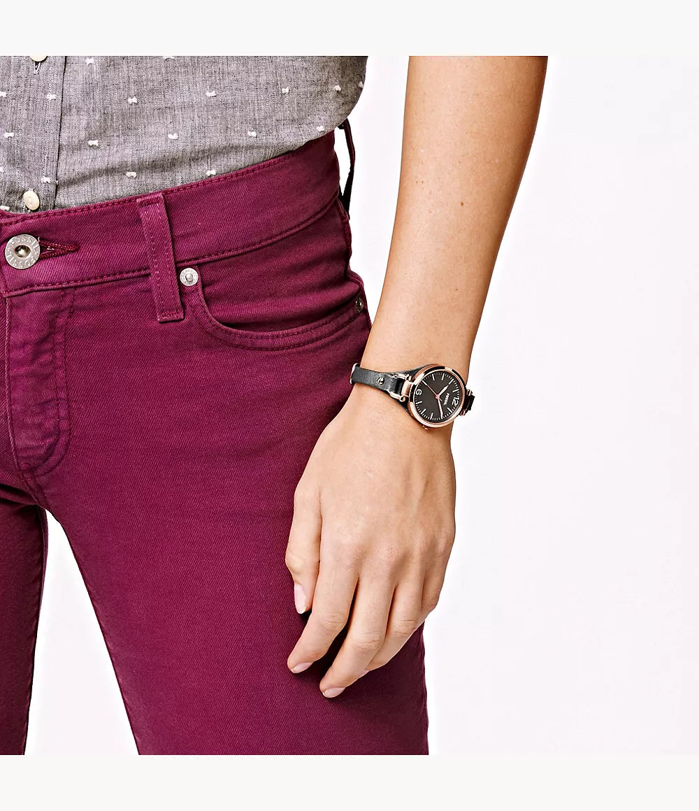 Fossil ES3077 Georgia Smoke Leather Quartz Women’s Watch