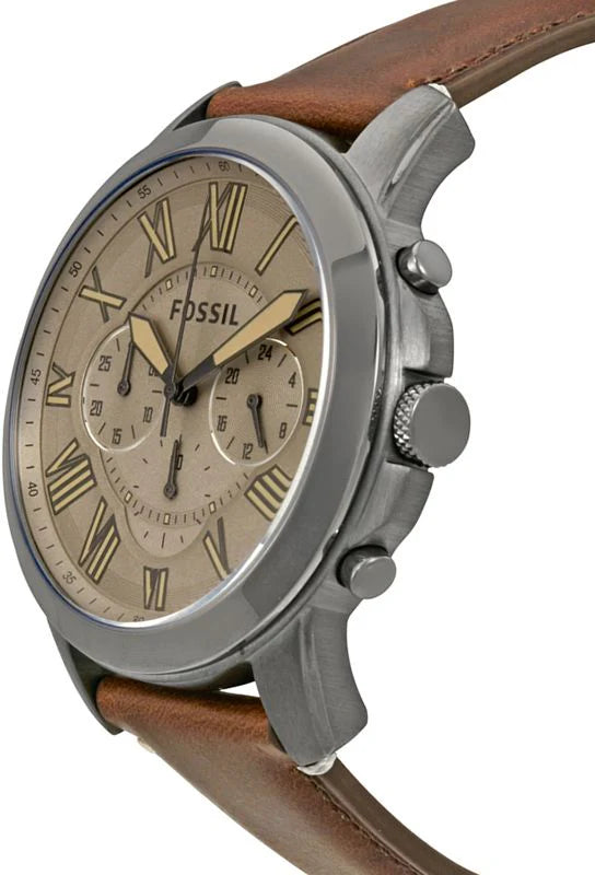 Fossil Grant FS5214 Brown Dial Chronograph Quartz Genuine Dark Brown Leather Men’s Watch