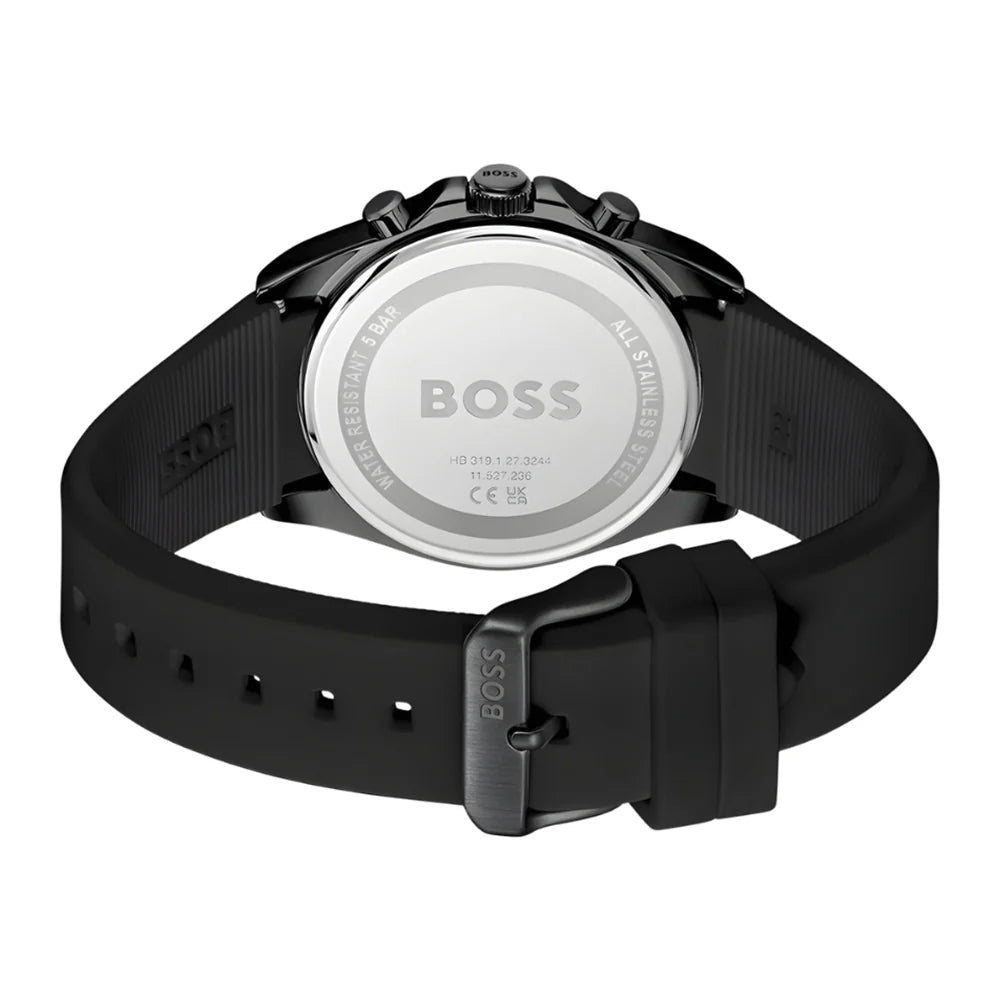 Hugo Boss Strike Chrono HB1514289 Chronograph Quartz Black Dial Silicon Strap Men’s Watch