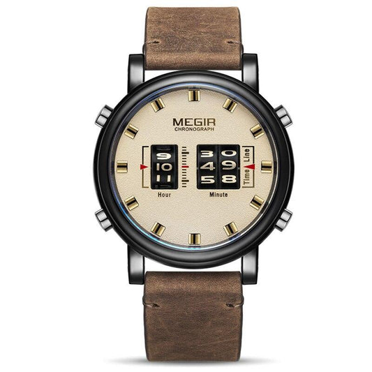 Megir M-2137 Quartz Brown Genuine Leather Strap Men’s watch