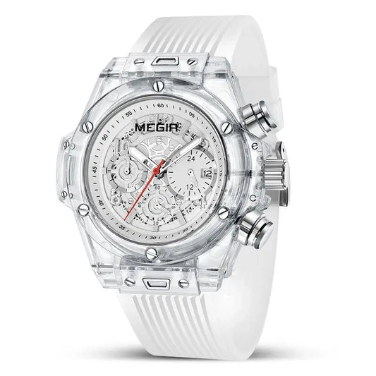 Megir M-7039 Chronograph Quartz White Silicone Strap Men’s watch