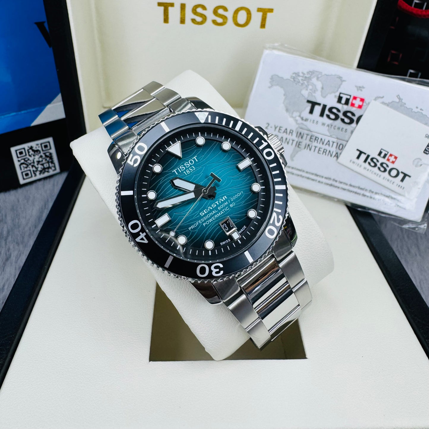 Tissot Seastar 2000 T120607 Powermatic 80 Blue Dial Automatic Stainless Steel Chain Men’s Watch