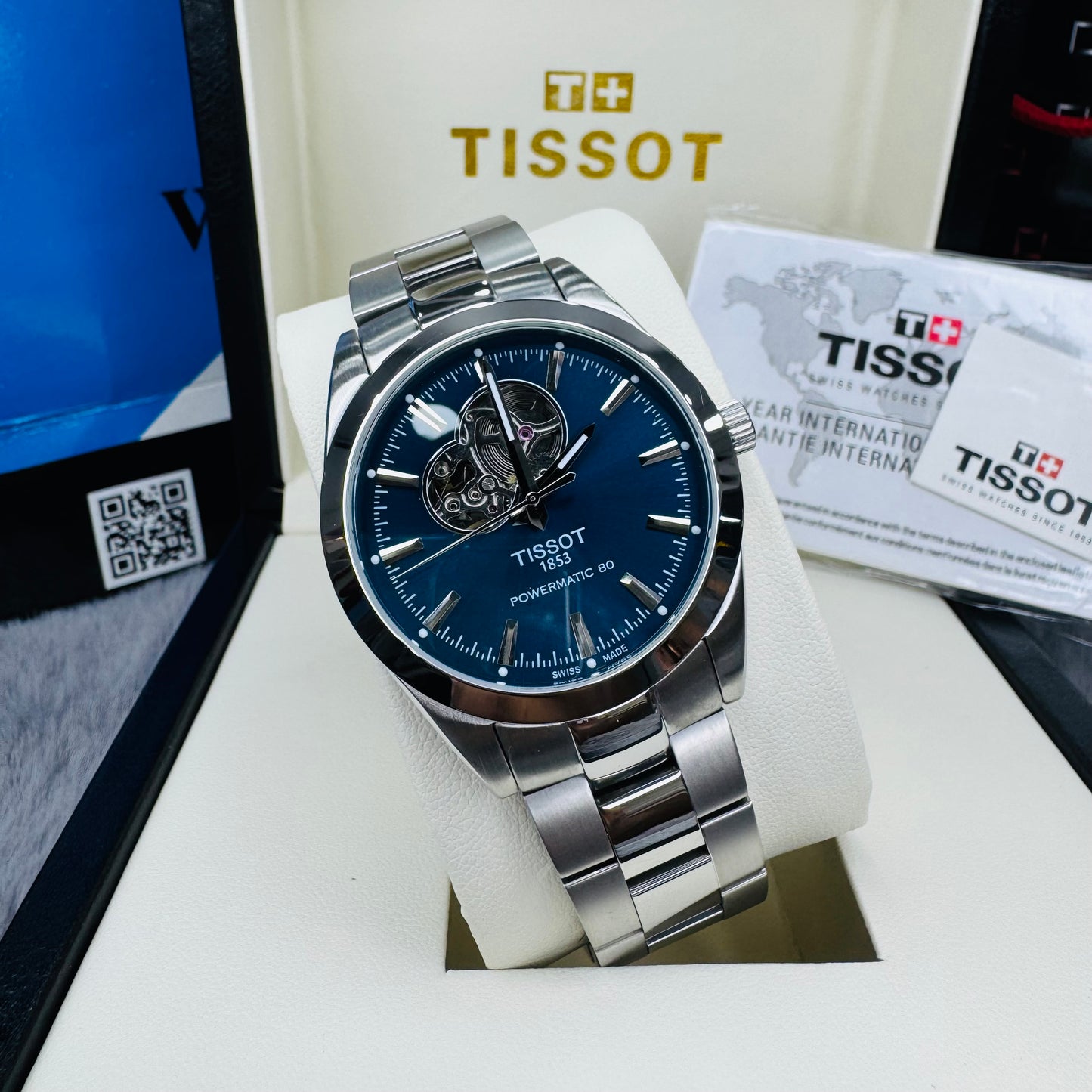 Tissot Gentleman Powermatic 80 Open-Heart Blue Dial Automatic Stainless Steel Men’s Watch