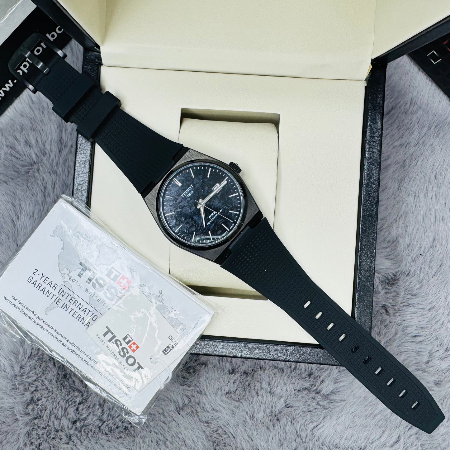 Tissot PRX Powermatic 80 Black Carbon Dial Quartz Stainless Steel Silicon Strap Men’s Watch