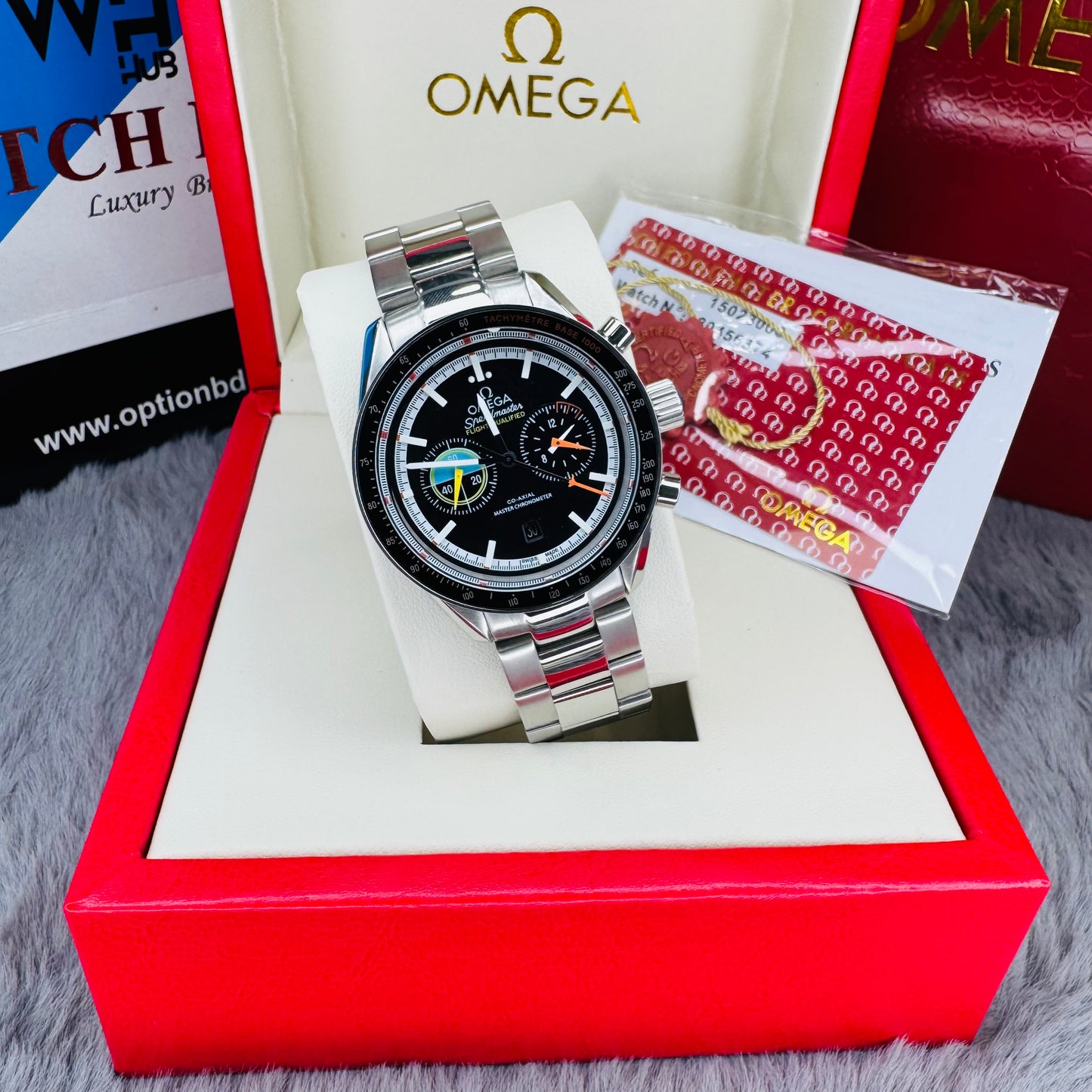 Omega Speedmaster Pilot "Flight Qualified" Chronograph Automatic Stainless Steel Chain Men's Watch