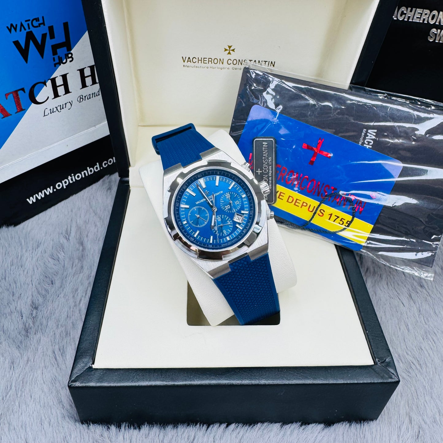 Vacheron Constantin Overseas Chronograph Automatic Blue Dial Stainless Steel Silicon Strap Men’s Watch