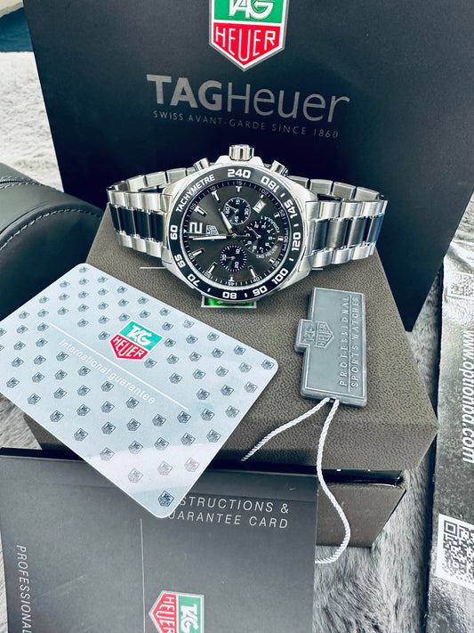 Tag Heuer Formula 1 Quartz Chronograph Dark Grey Dial Men’s Stainless Steel Chain Watch