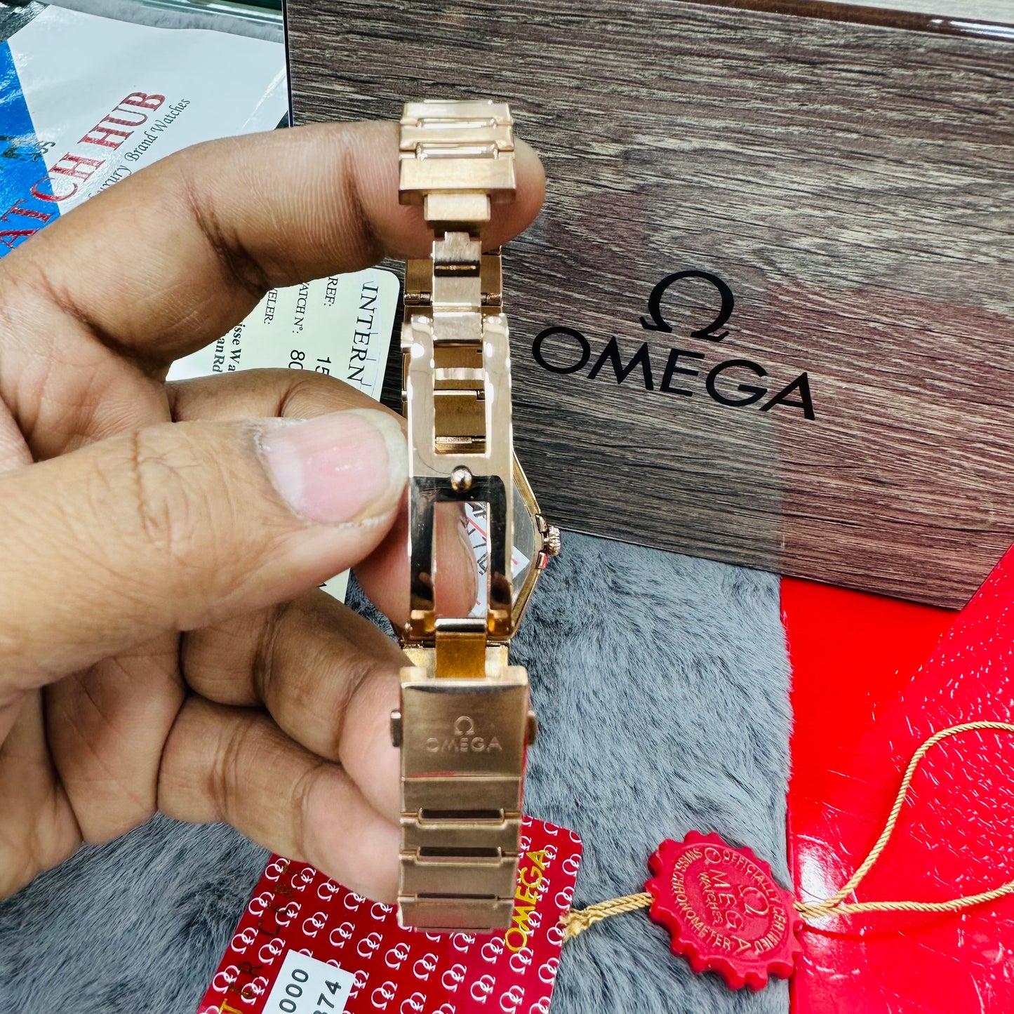 Omega Constellation Rose-Gold Stainless Steel Chain Quartz Women's Watch