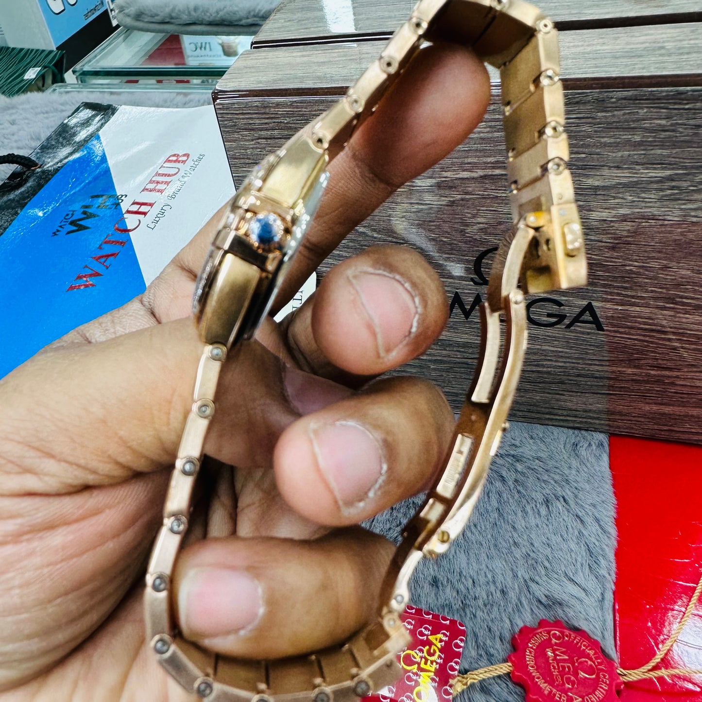 Omega Constellation Rose-Gold Stainless Steel Chain Quartz Women's Watch