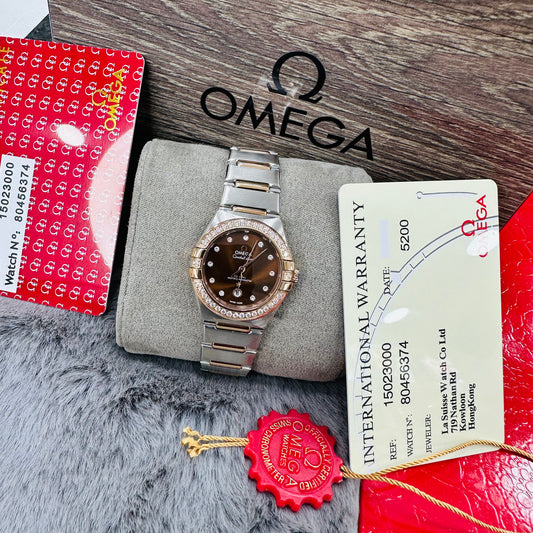 Omega Constellation Silver & Rose-Gold Stainless Steel Chain Quartz Women's Watch