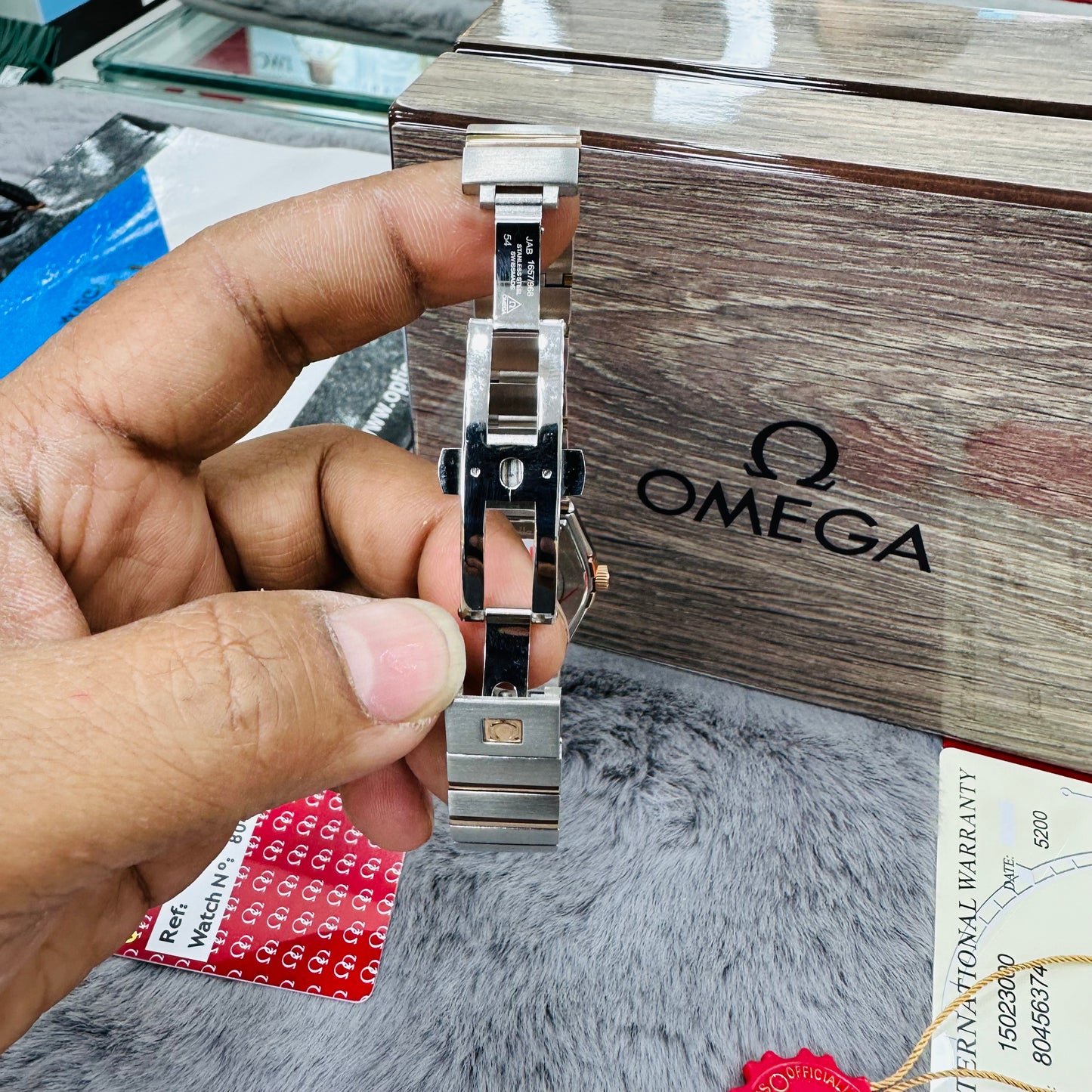 Omega Constellation Silver & Rose-Gold Stainless Steel Chain Quartz Women's Watch