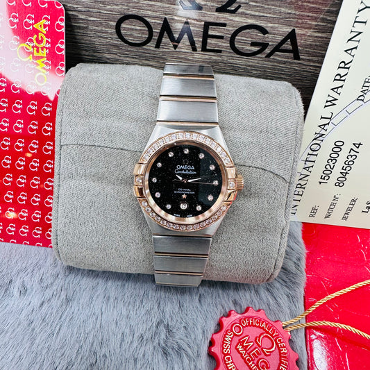 Omega Constellation Silver & Rose-Gold Stainless Steel Chain Quartz Women's Watch