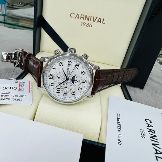 Carnival 8702g Automatic Stainless Steel Dial & Genuine Leather Strap Men’s Watch