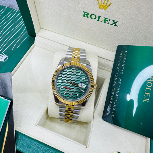 Rolex Datejust Green Dial Oyster Perpetual Automatic Stainless Steel Chain Men’s Watch