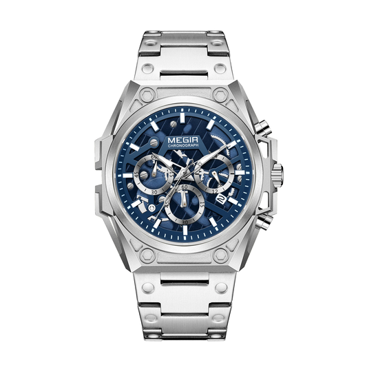 Megir M-4220 Quartz Chronograph Silver Stainless Steel Chain Men’s watch