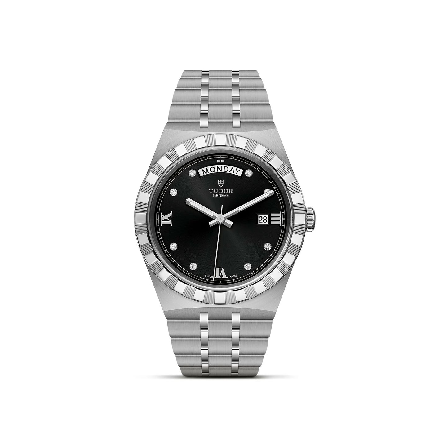 Tudor Royal Day-Date Automatic Bllack Dial Stainless Steel Chain Euro Grade Men's Watch
