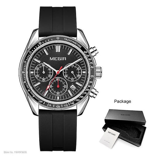 Megir M-8105 Chronograph Quartz Black Silicone Strap Men’s watch