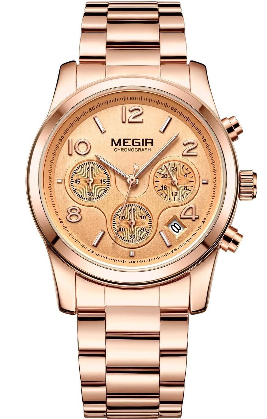 Megir MS2057LRE-0N0 Chronograph Quartz Rosegold Stainless Steel chain Women’s watch