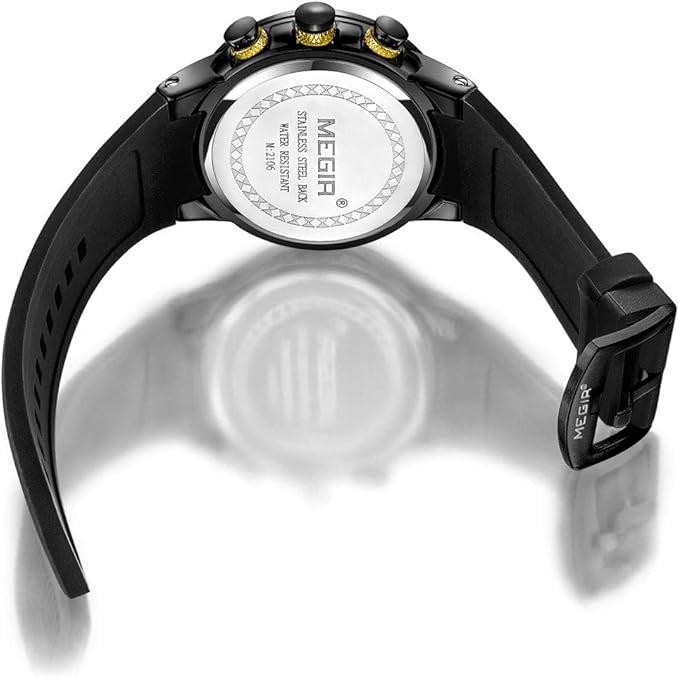 Megir MN2106G-BK-1N3 Chronograph Quartz Black Silicone Strap Men’s watch