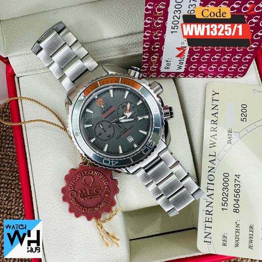 Omega Seamaster Professional Planet Ocean Quartz Chronograph Stainless Steel Mens Watch