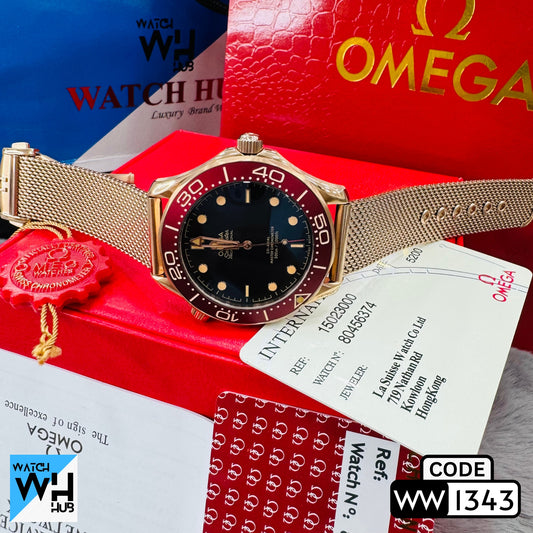 Omega Seamaster Professional Diver 300M Co-Axial Master Chronometer Automatic  Stainless Steel Mesh Chain Men's Watch