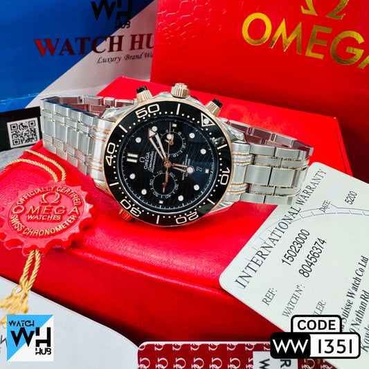 Omega Seamaster Professional Diver 300M Co-Axial Master Chronometer Quartz Stainless Steel Chain Men's Watch