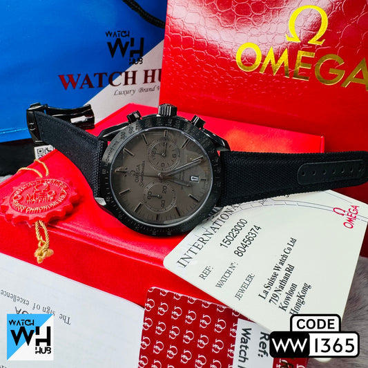 Omega Speedmaster Dark Side of The Moon Quartz Chronograph Stainless Steel Silicone Strap Men's Watch
