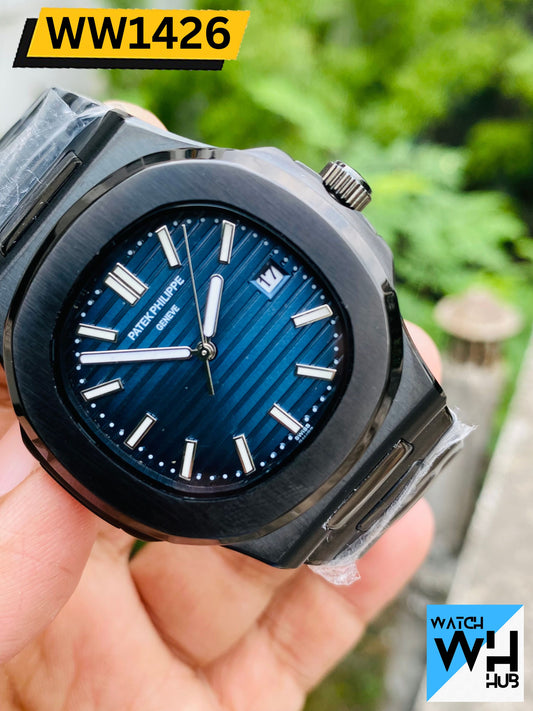 Patek Philippe Nautilus Quartz Stainless Steel Black & Blue Men's Luxury Brand Watch Watch