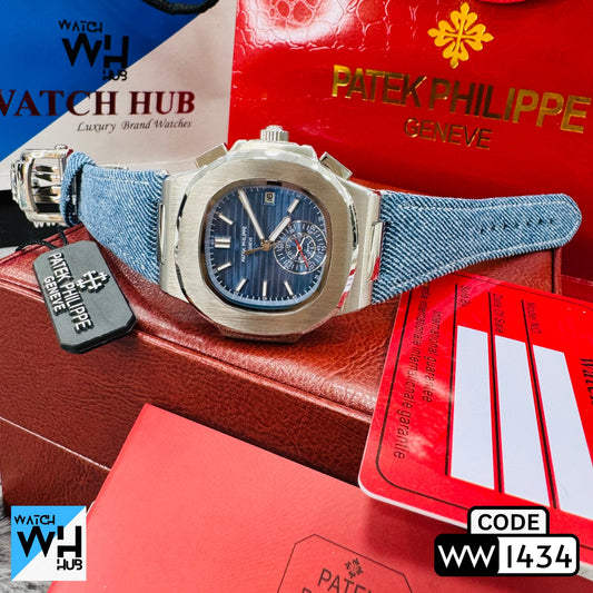 Patek Philippe Nautilus Automatic Denim Strap Stainless Steel European Standard Men's Watch