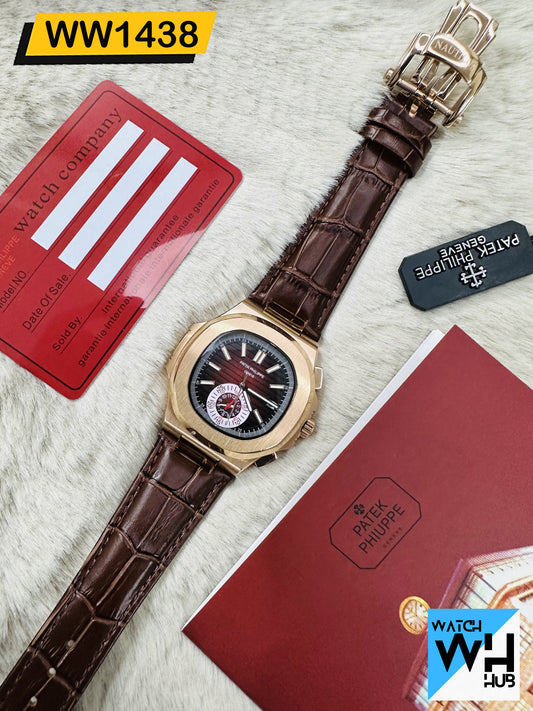 Patek Philippe Nautilus 8168 ALL Stainless Steel Automatic Europe standard Genuine Leather Strap Men's Watch