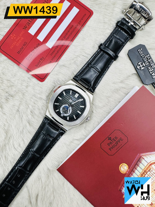 Patek Philippe Nautilus 5726 Automatic Complete Calendar Stainless Steel Europe Standard Genuine Letaher Strap Men's Watch