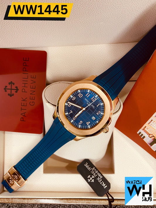 Patek Philippe Nautilus Stainless Steel Automatic Rose Gold and Blue Silicone Strap Europe standard watch