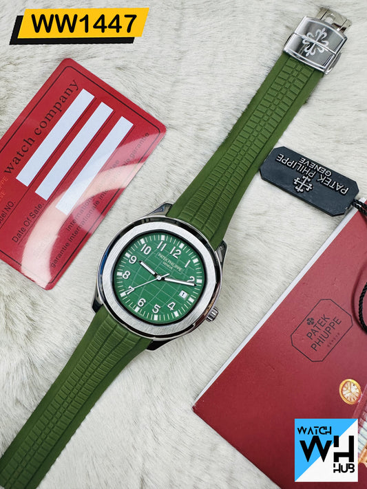 Patek Philippe Nautilus Stainless Steel Automatic Silver and Green Silicone Strap Europe standard watch