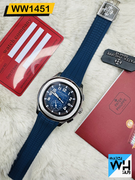 Patek Philippe Nautilus Stainless Steel Automatic Blue Silicone Strap Europe standard watch