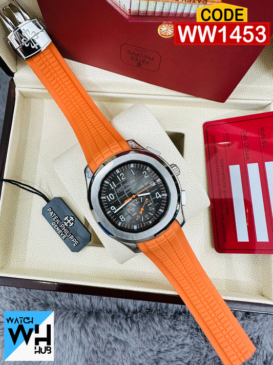 Patek Philippe Nautilus Stainless Steel Automatic orange Silicone Strap Europe standard watch