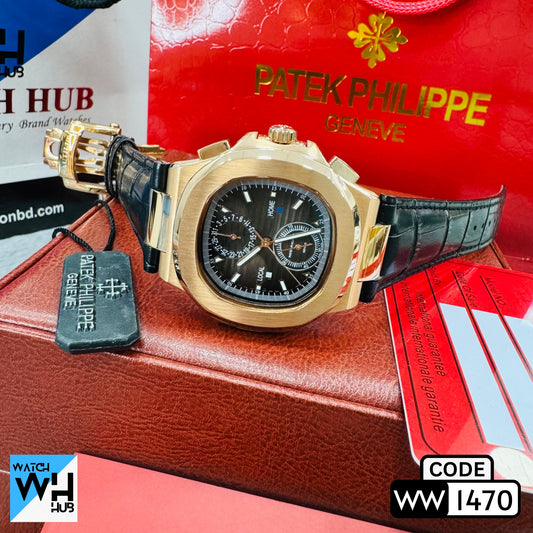 Patek Philippe Nautilus Automatic Stainless Steel European Standard Genuine Leather Strap Men's Watch